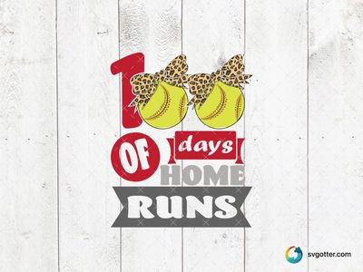 100 Days of Home Runs, Best for students, best on t-shirt, best to be applied with heat transfer vinyl