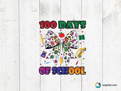 100 Days of School Coquette Bow, Best for students, best on t-shirt, best to be applied with heat transfer vinyl