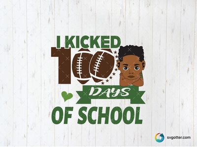 100 Days of School Football Celebration, Best for students, best on t-shirt, best to be applied with heat transfer vinyl