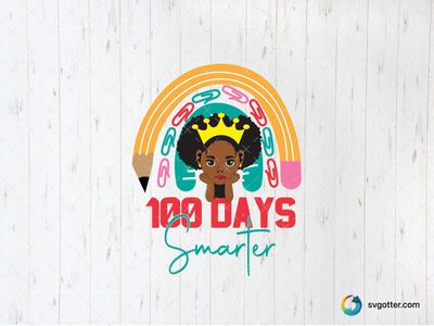 100 Days Smarter Celebration Design, Best for students, best on t-shirt, best to be applied with heat transfer vinyl
