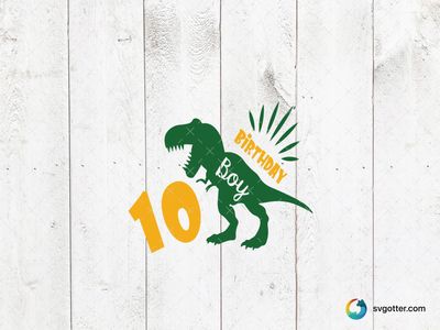 10th Birthday Dinosaur Design, Best for child, best on t-shirt, best to be applied with heat transfer vinyl