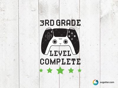 3rd Grade Level Complete Gaming Design, Best for students, best on t-shirt, best to be applied with heat transfer vinyl