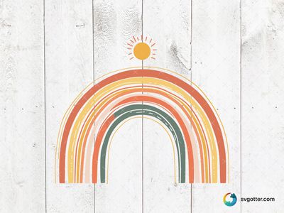 Abstract Rainbow with Sun, Best for artists, best on wall art, best to be applied with print and cut