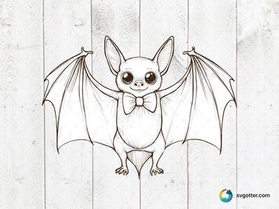 Adorable Bat with Bow Tie, Best for children, best on t-shirt, best to be applied with sublimation