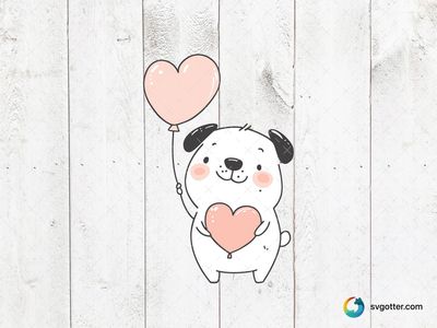 Adorable Bulldog with Heart Balloon, Best for pet lovers, best on t-shirt, best to be applied with sublimation