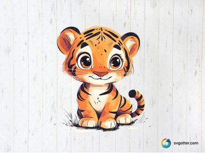 Adorable Cartoon Tiger, Best for children, best on t-shirt, best to be applied with sublimation