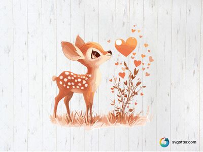 Adorable Deer with Hearts, Best for animal lovers, best on wall art, best to be applied with sublimation