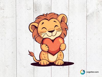 Adorable Lion with Heart, Best for child, best on t-shirt, best to be applied with sublimation