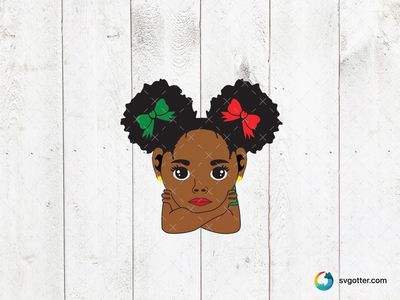 Afro Girl with Colorful Bows, Best for artist, best on t-shirt, best to be applied with sublimation