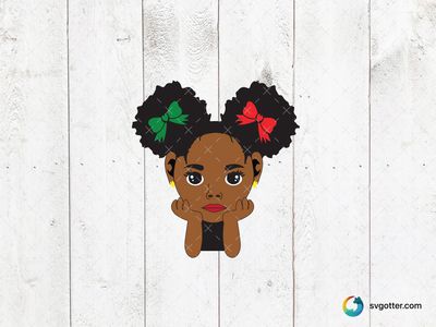 Afro Girl with Bows, Best for child, best on t-shirt, best to be applied with sublimation