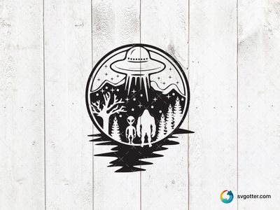 Alien Encounter in the Forest, Best for sci-fi enthusiasts, best on wall art, best to be applied with screen printing
