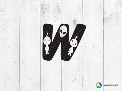 Alien Letter W Design, Best for space enthusiasts, best on t-shirt, best to be applied with screen printing