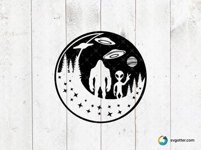 Alien and UFO Silhouette, Best for sci-fi enthusiasts, best on t-shirt, best to be applied with screen printing