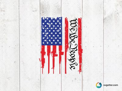 American Flag with Guns, Best for activists, best on t-shirt, best to be applied with screen printing