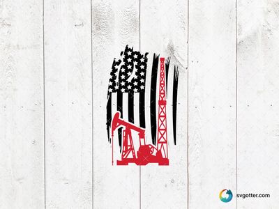 American Oil Rig Silhouette, Best for engineer, best on t-shirt, best to be applied with screen printing