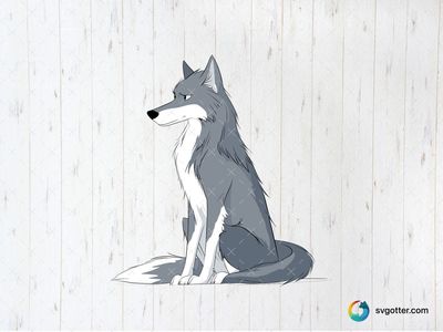 Anime Style Wolf Illustration, Best for animal lovers, best on wall art, best to be applied with print and cut