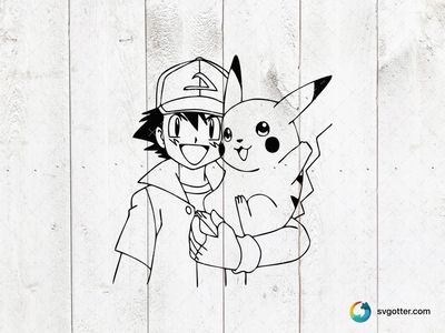 Ash and Pikachu Silhouette, Best for Pokemon fans, best on t-shirt, best to be applied with screen printing