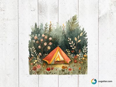Autumn Camping Scene, Best for campers, best on wall art, best to be applied with sublimation
