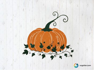 Autumn Pumpkin with Vines, Best for gardener, best on tote bag, best to be applied with sublimation