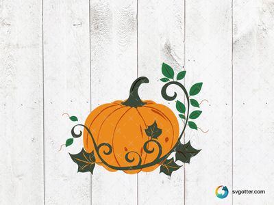 Autumn Pumpkin with Vines, Best for gardener, best on tote bag, best to be applied with sublimation