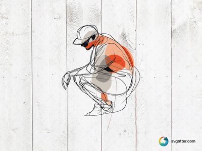 Baseball Catcher Sketch, Best for sports fan, best on t-shirt, best to be applied with screen printing
