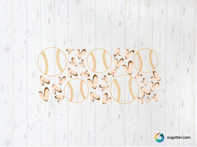 Baseball Hearts Pattern, Best for sports fans, best on glass wraps, best to be applied with sublimation