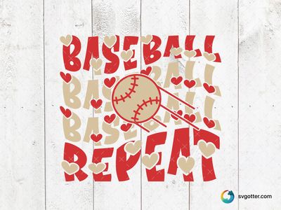 Baseball Love Repeat, Best for sports fan, best on t-shirt, best to be applied with heat transfer vinyl