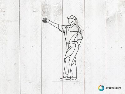 Baseball Player Line Art, Best for sports fans, best on t-shirt, best to be applied with screen printing