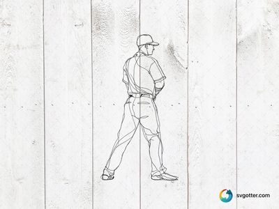Baseball Player Line Art, Best for sports fans, best on t-shirt, best to be applied with screen printing