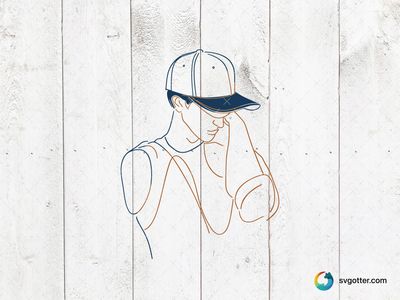 Baseball Player Line Art, Best for sports fans, best on t-shirt, best to be applied with screen printing