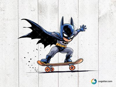 Batman Skateboarding Adventure, Best for superhero fans, best on t-shirt, best to be applied with screen printing