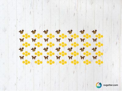 Bee and Butterfly Pattern, Best for nature lovers, best on glass wraps, best to be applied with adhesive vinyl