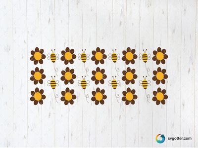 Bee and Flower Pattern, Best for nature lovers, best on glass wraps, best to be applied with adhesive vinyl