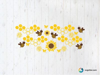 Bee and Sunflower Glass Wrap, Best for nature lovers, best on glass, best to be applied with adhesive vinyl