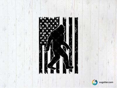 Bigfoot American Flag Silhouette, Best for cryptid enthusiasts, best on t-shirt, best to be applied with screen printing