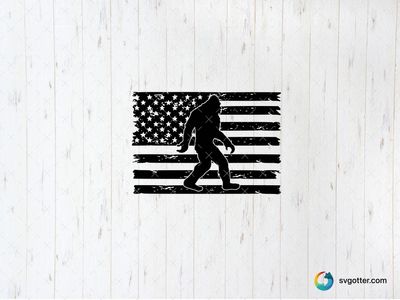 Bigfoot American Flag Silhouette, Best for cryptid enthusiasts, best on t-shirt, best to be applied with screen printing