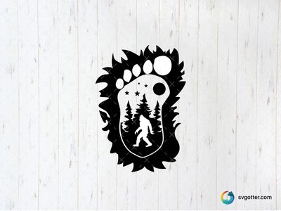 Bigfoot Footprint Silhouette, Best for mystery enthusiasts, best on t-shirt, best to be applied with screen printing