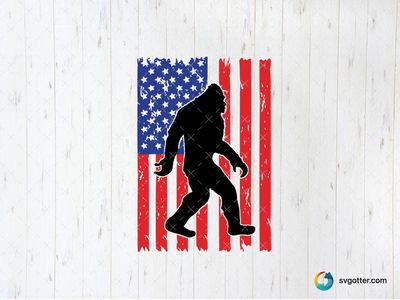 Bigfoot Patriotic Silhouette, Best for cryptid enthusiasts, best on t-shirt, best to be applied with screen printing