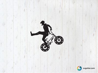 Biking Stunt Silhouette, Best for sports fans, best on t-shirt, best to be applied with screen printing