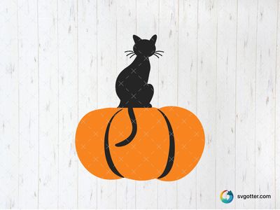 Black Cat on Pumpkin, Best for Halloween enthusiasts, best on t-shirt, best to be applied with heat transfer vinyl