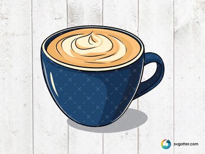 Blue Coffee Cup with Latte Art, Best for coffee lovers, best on mugs, best to be applied with sublimation