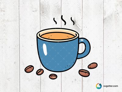 Blue Coffee Mug with Beans, Best for coffee lovers, best on mug, best to be applied with sublimation