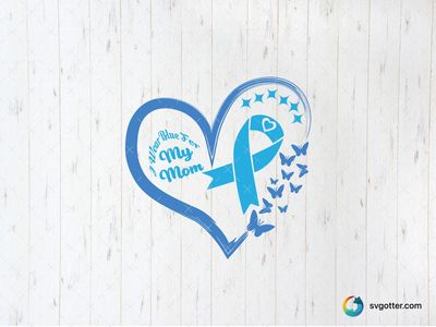 Blue Ribbon Awareness for Mom, Best for mom, best on t-shirt, best to be applied with heat transfer vinyl