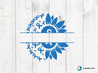 Blue Ribbon Sunflower Awareness Design, Best for activists, best on t-shirt, best to be applied with heat transfer vinyl
