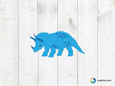 Blue Triceratops Illustration, Best for child, best on t-shirt, best to be applied with sublimation