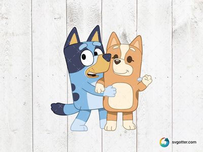 Bluey and Friend Hug, Best for children, best on t-shirt, best to be applied with sublimation