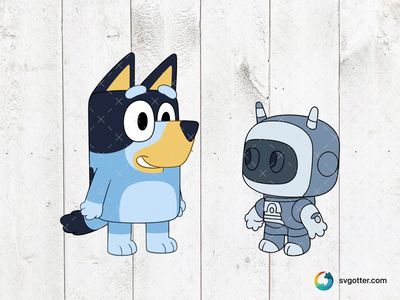 Bluey and Robot Friend, Best for children, best on t-shirt, best to be applied with sublimation