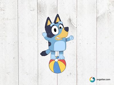 Bluey Balancing on Beach Ball, Best for children, best on t-shirt, best to be applied with sublimation
