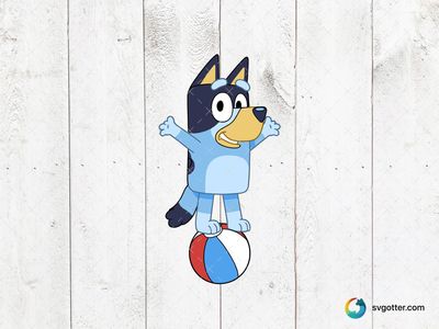 Bluey Balancing on Beach Ball, Best for children, best on t-shirt, best to be applied with sublimation