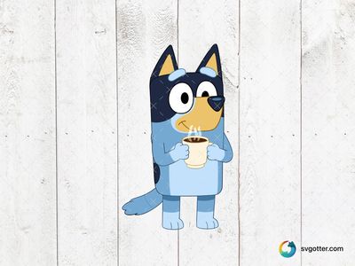 Bluey Enjoying Coffee, Best for children, best on mugs, best to be applied with sublimation